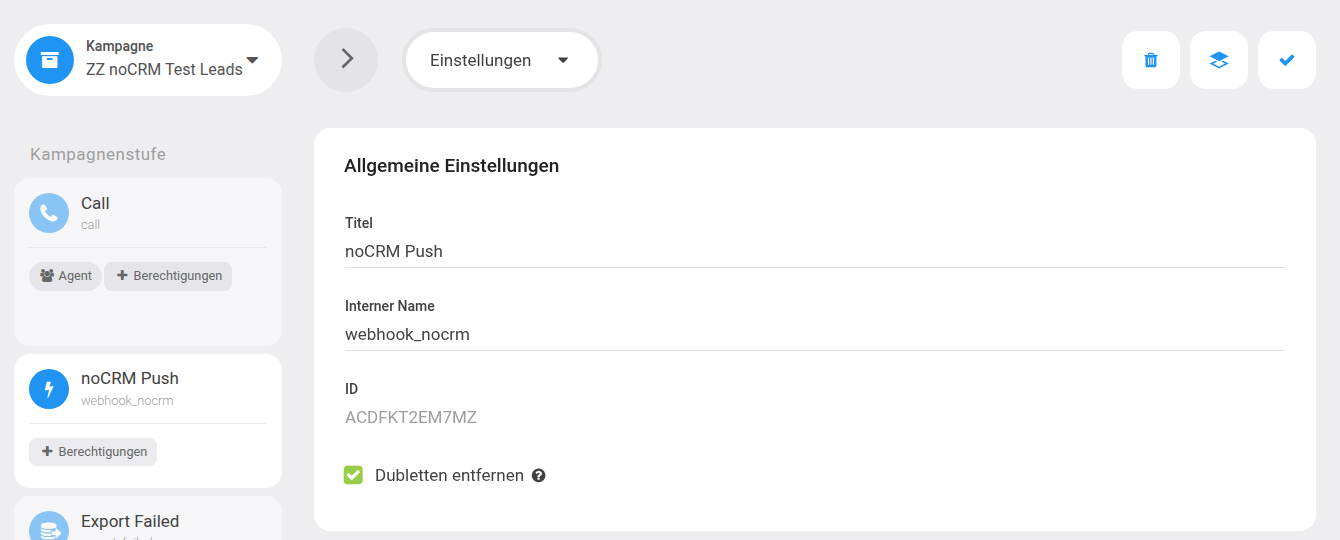 Die Kampagnenstufe noCRM Push